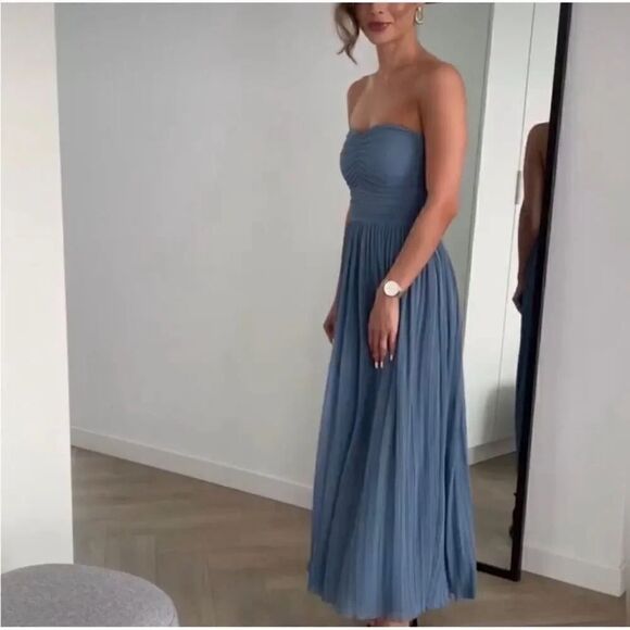 ZARA PLEATED MIDI DRESS - Picture 5 of 14